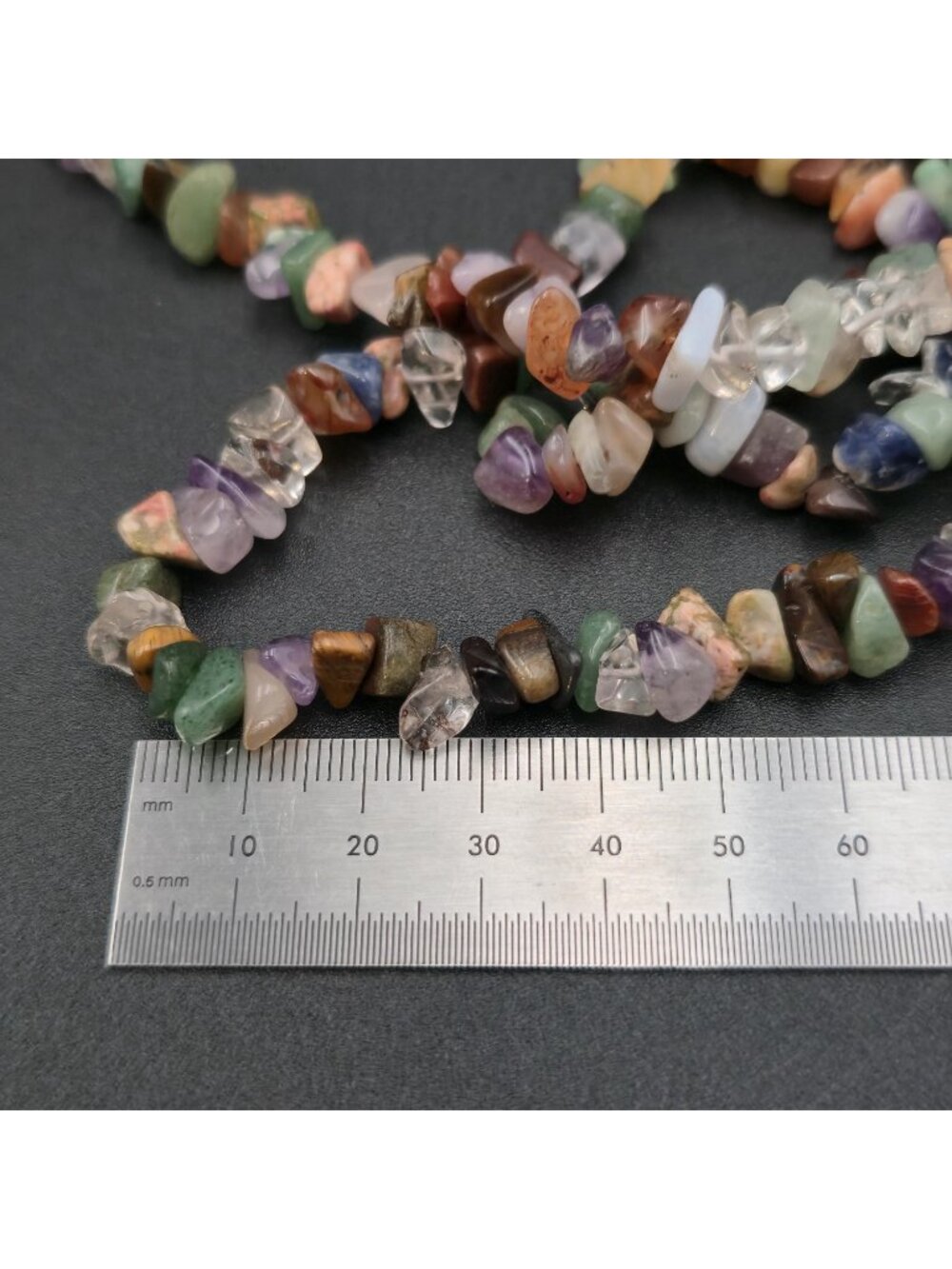 Polished Mixed Stone Tumbled Pebble Strand Necklace - 16" Slip On B1198 - Picture 4 of 5